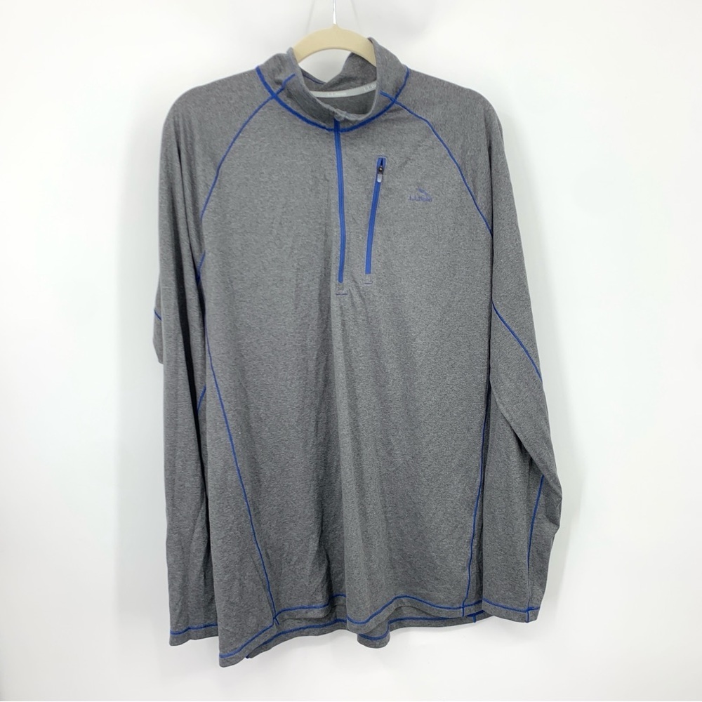 LL Bean Men Size XL TALL Pulllover 1/4 Zip Shirt Long Sleeve Top Gray Quick Dry‎